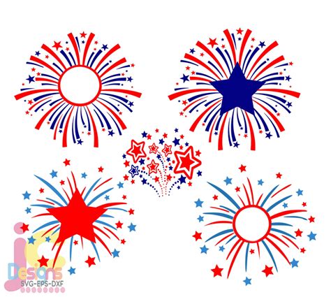 Fireworks Monogram Frame 4th Of July America Patriotic Svg