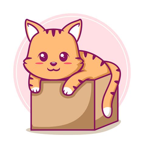 Cat In The Box Cartoon Illustration 6363377 Vector Art At Vecteezy