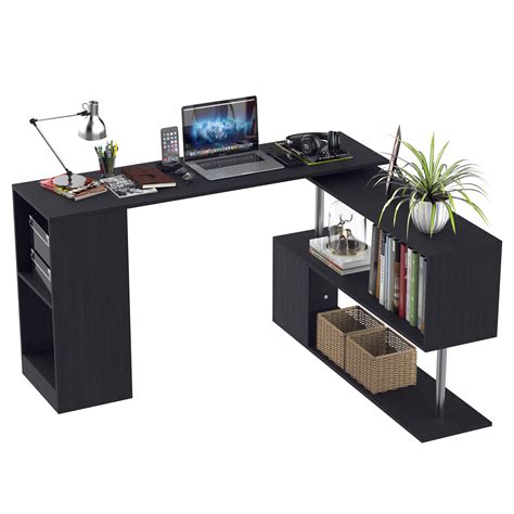 Homcom 55 360° Rotating Corner Computer Desk Modern L Shaped Home