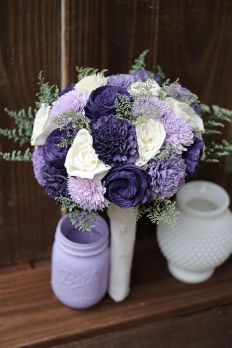 Sola Bouquet Rustic Wedding Purple Bouquet Wedding Bouquet Wedding