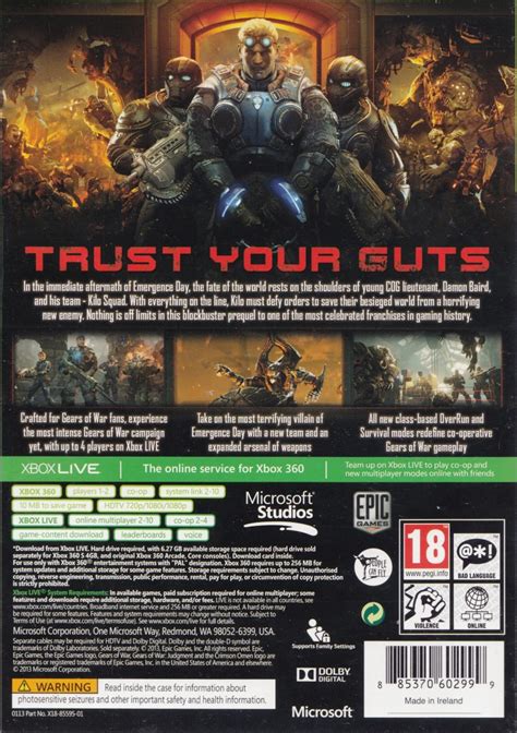 Gears Of War Judgment 2013 Xbox 360 Box Cover Art Mobygames