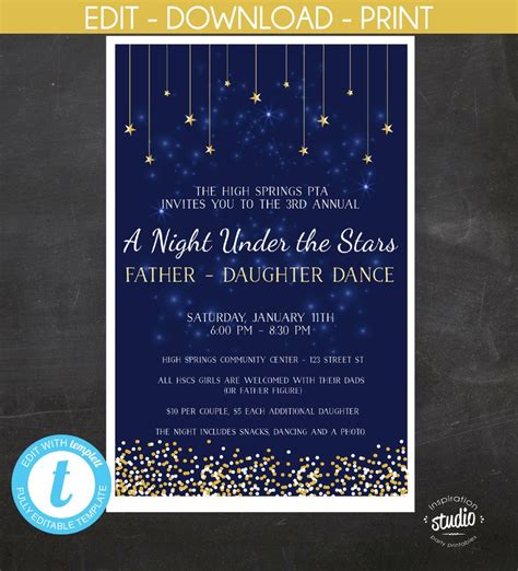 A Night Under The Stars Father Daughter Dance Template Etsy