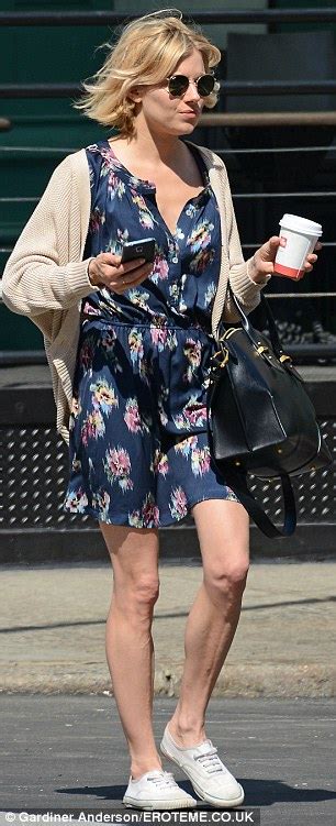 Sienna Miller Wears Print Dress To Head Out For Coffee By Herself In