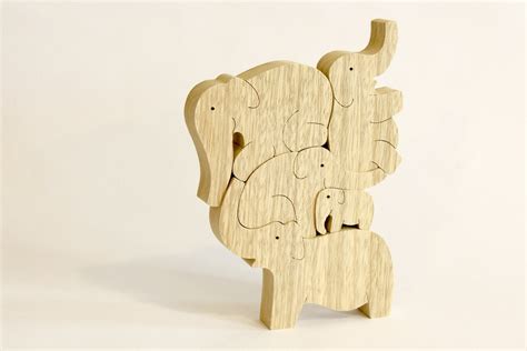 Elephants Puzzle Wooden Tower Puzzle Scroll Saw Puzzle Of