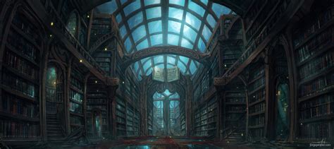 The Library By Jjcanvas Library Art Concept Art Fantasy Landscape