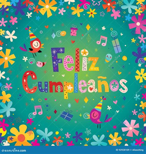 Feliz Cumpleanos Happy Birthday In Spanish Stock Vector Illustration