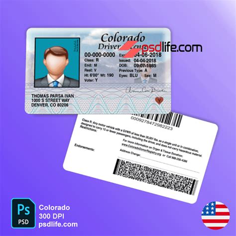 Colorado Driving License Psd Template Status Check Without Limited