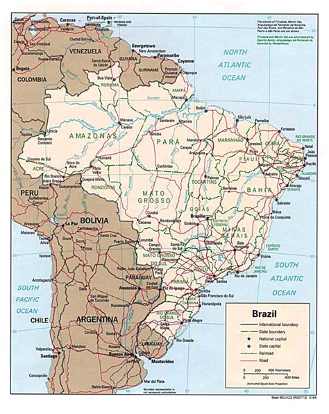 Large Detailed Political Map Of Brazil With Roads And Cities Brazil