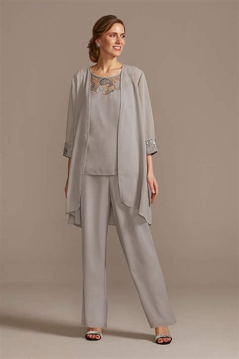 Elegant Mother Of The Bride Pant Suits With Jackets Outdoor 3 Piece