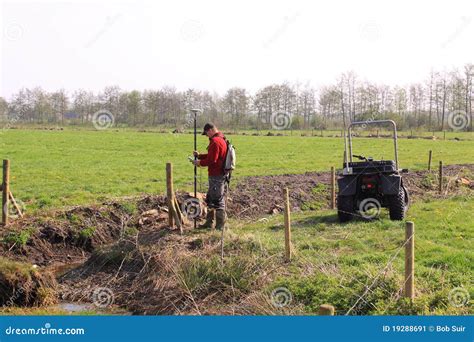 Land Surveyor At Work With Gps Stock Image Image Of Measurement