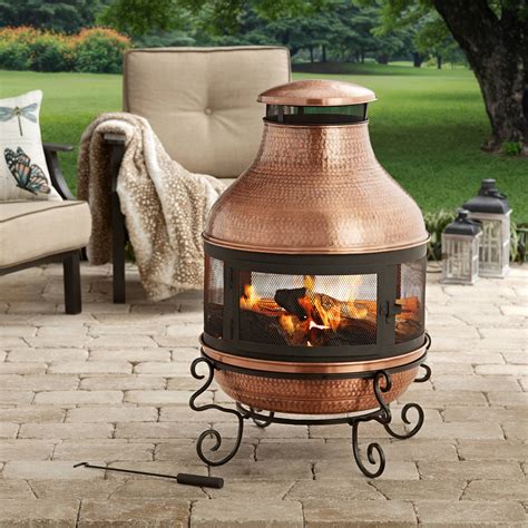 Better Homes And Gardens 39 Tall Copper Hammered Chiminea Fire Pit