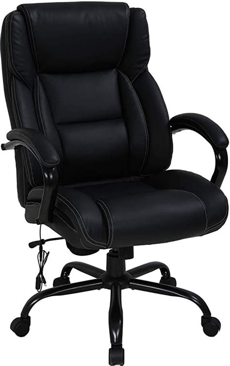 An Office Chair With Black Leather Upholstered