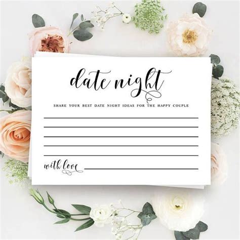 Printable Date Night Cards Bridal Date Ideas Bridal Shower Etsy Wedding Advice Cards