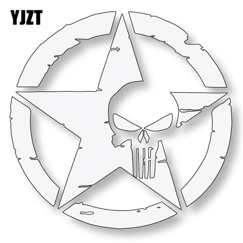 Yjzt 107cmx107cm Army Star Punisher Skull Car Stickers Decals