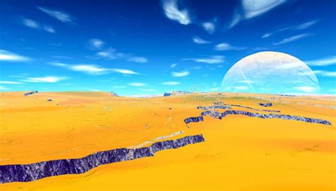 Alien Planet Desert 3d Rendering Stock Illustration Illustration Of