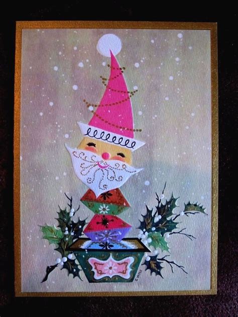 Vintage Atomic Santa Christmas Card