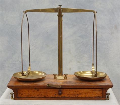 Mahogany And Brass Double Pan Balance Scale Marked Lot 13540