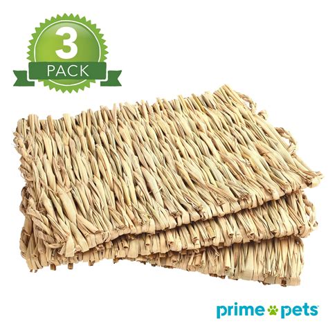 3pcs Grass Mat Woven Bed Mat For Small Animals Handmade Natural Straw