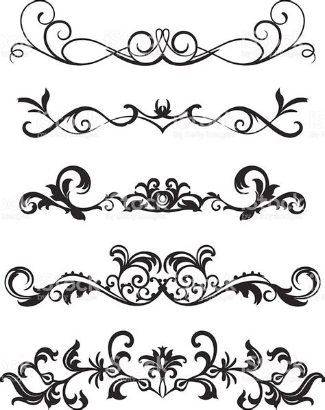 A Various Scroll Designs Scroll Design Stencils Vector Art