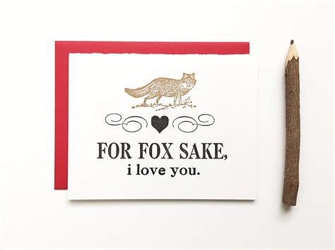 Letterpress Valentine Card For Fox Sake I Love You Etsy