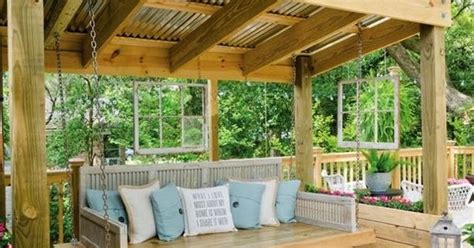 Use a free porch swing plan to build your family a place to sit and gather during the warm months and cuddle under a blanket when the evenings get all the porch swing plans have detailed instructions and blueprints to help you succeed. Wide porch swing for under a deck | New Home | Pinterest ...