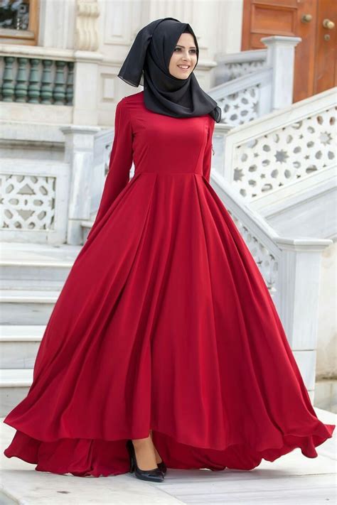 Red Beautiful Modest Dress Hijab Hijabi Muslilmah Muslimah Fashion And Dress Pinterest
