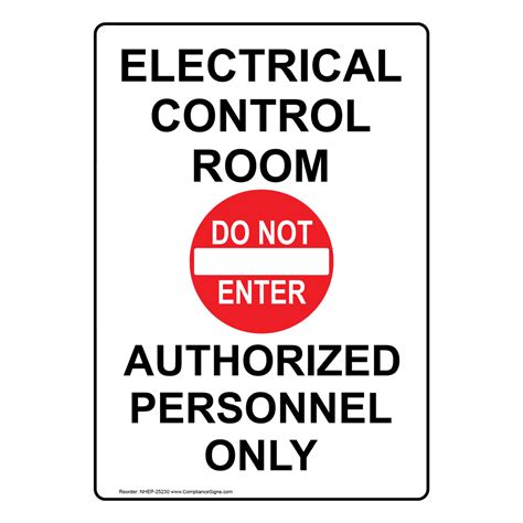 Portrait Electrical Control Room Sign With Symbol Nhep 25230