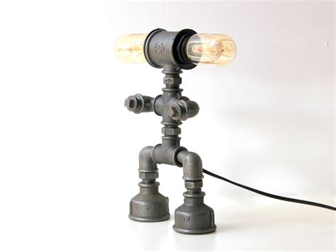 Robot Pipe Lamp Table Industrial Lamp Steampunk Lamp Etsy