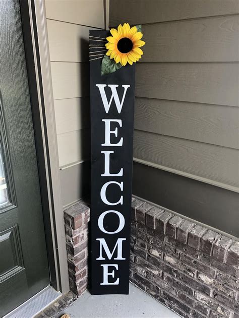 Welcome Sign With Sunflower Porch Welcome Sign Vertical Etsy In 2021