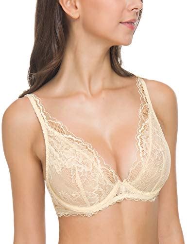 Wingslove Women S Sexy Bra Sheer Lace Bra Plunge Unlined Full Coverage