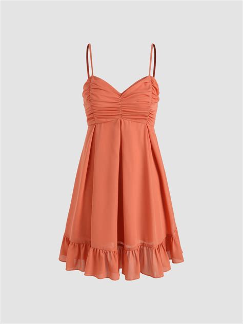 solid ruffle cami mini dress cider