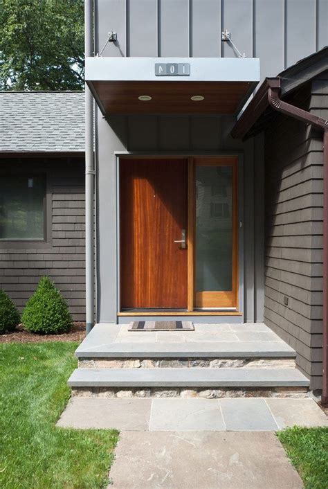 Front door steps ideas entry modern with wood overhang house number