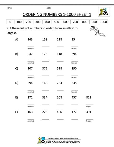 Basic Math Worksheets Ordering Numbers 1 1000 1 1000×1294 Basic