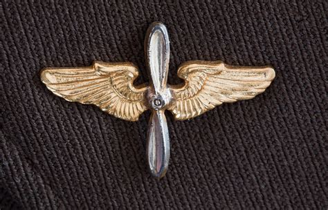 1940s World War Ii Gold Insignia Pin Airplane Propeller And Wings