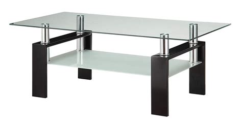 Coaster Tempered Glass Coffee Table With Shelf Black And Clear Shape Rectangular