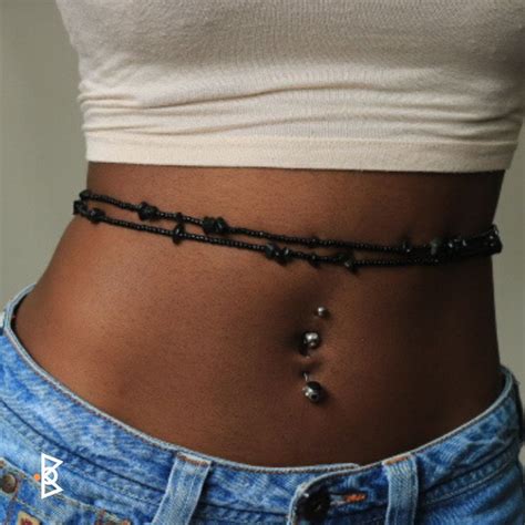 Waist Beads With Clasp Black Obsidian Crystal Waist Beads Stretch