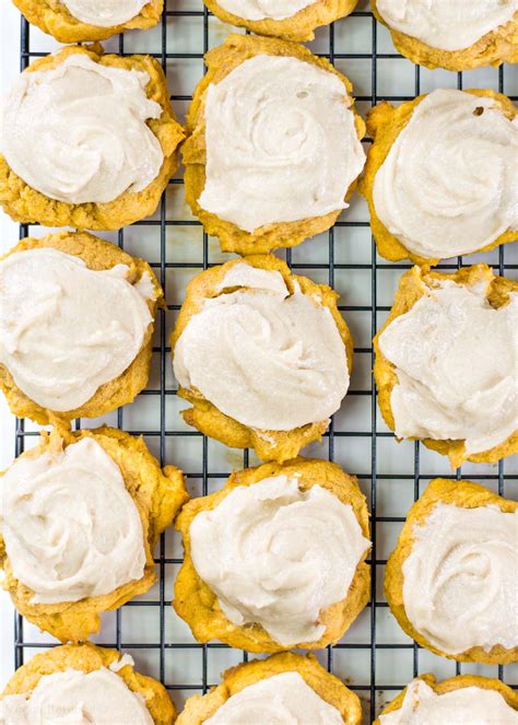 Gluten Free Soft Baked Pumpkin Cookies With Brown Sugar Frosting