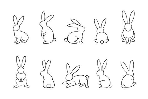 Click On Image For Download Bunny Outline Vector Set Rabbits In