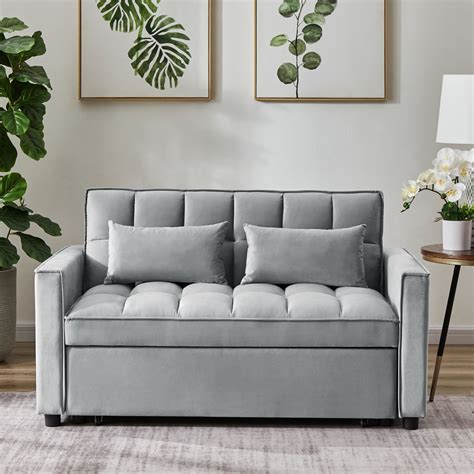 Holaki Modern Velvet Convertible Loveseat Sleeper Sofa Couch With
