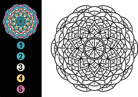 Diseño De Mandala De Color Por Número Página Para Colorear De Números