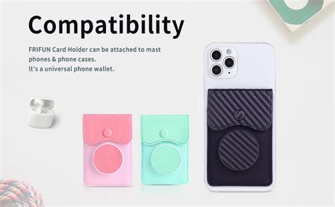 Frifun Credit Card Holder For Back Of Phone With Ring Stand