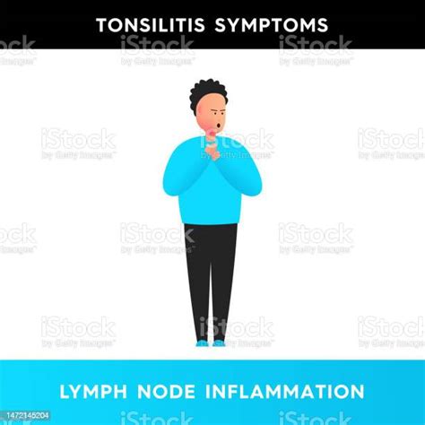 Vector Illustration Of A Man Whose Lymph Nodes Are Inflamed A Person