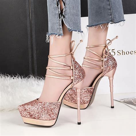 2018 women summer platform 12cm extreme high heels heels sandals female glitter gold sliver