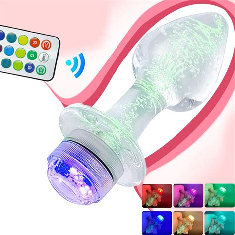 Glass Anal Beads Dilators Remote Control Led Luminous Anal Butt Plug Prostate Massager Anal