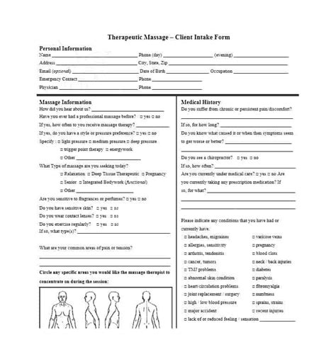 59 Best Massage Intake Forms For Any Client Printable Templates Massage Intake Forms