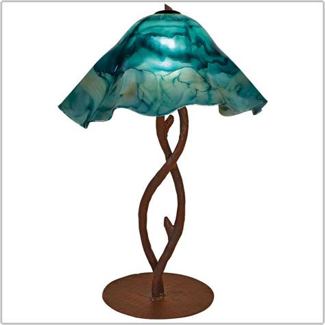Wrought Iron Table Lamp With Glass Shade Lamps Home Decorating Ideas M4kxk3bwem
