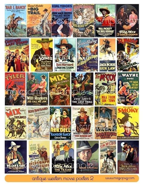 Antique Western Cowboy Movie Poster II Digital Collage Sheet Etsy