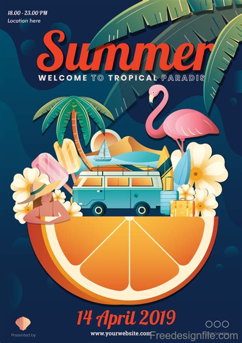 Summer Poster Template Design Vector Free Download