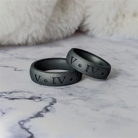 Custom Engraved Silicone Rings In Dark Silver And More Colours In 2022