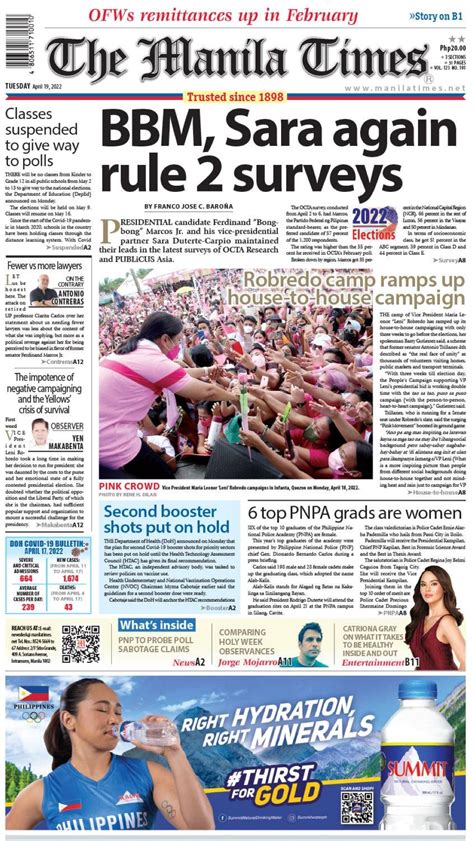 The Manila Times Frontpage Apr 19 2022